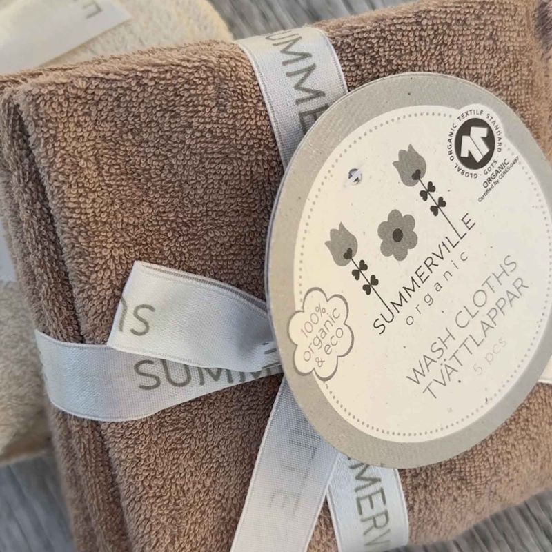 Summerville Organic vaskekluter, 5pk, Warme taupe
