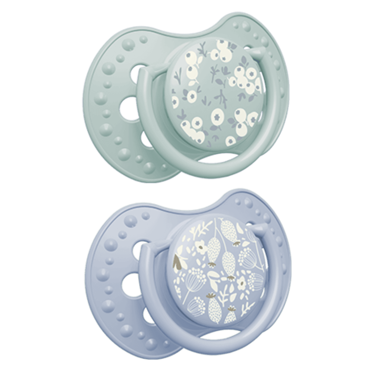 LOVI Silicone Dynamic Soother 0-6m, 2stk, Blossom Blue