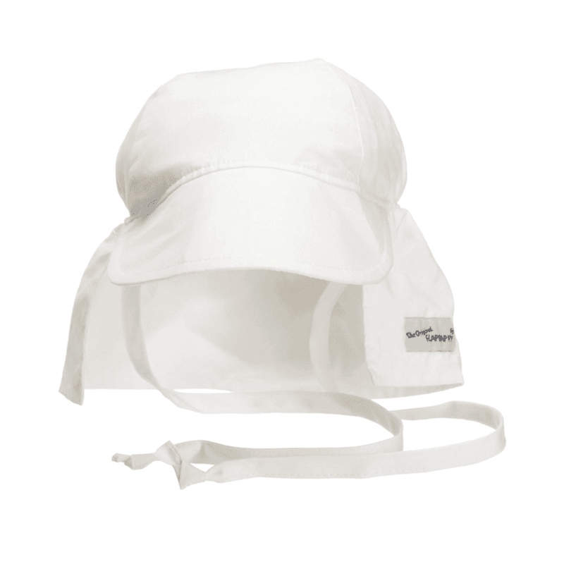 Flap Happy Solhatt Original Flap Hat with Ties, hvit