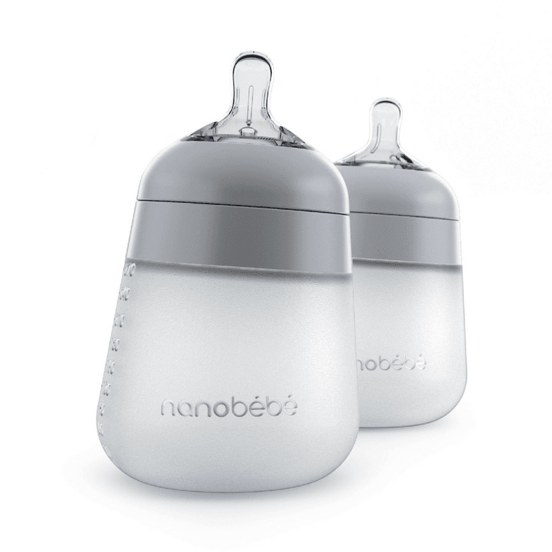 Nanobébé Flexy Silikontåteflaske  (myk) - Grey  270 ml - 2 pk