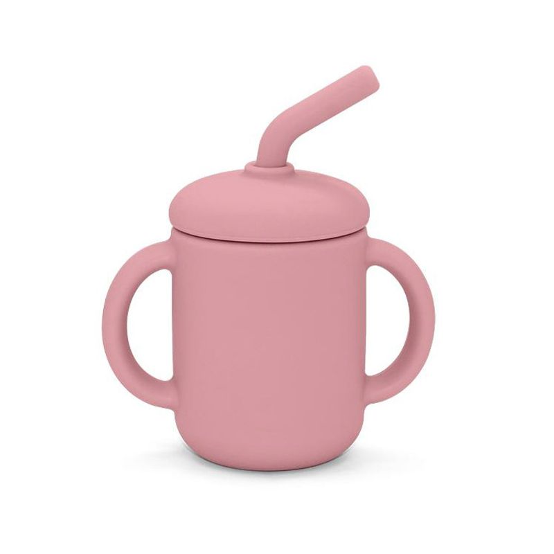 Summerville Organic Kopp i silikon med sugerør, 120ml, dusty rose