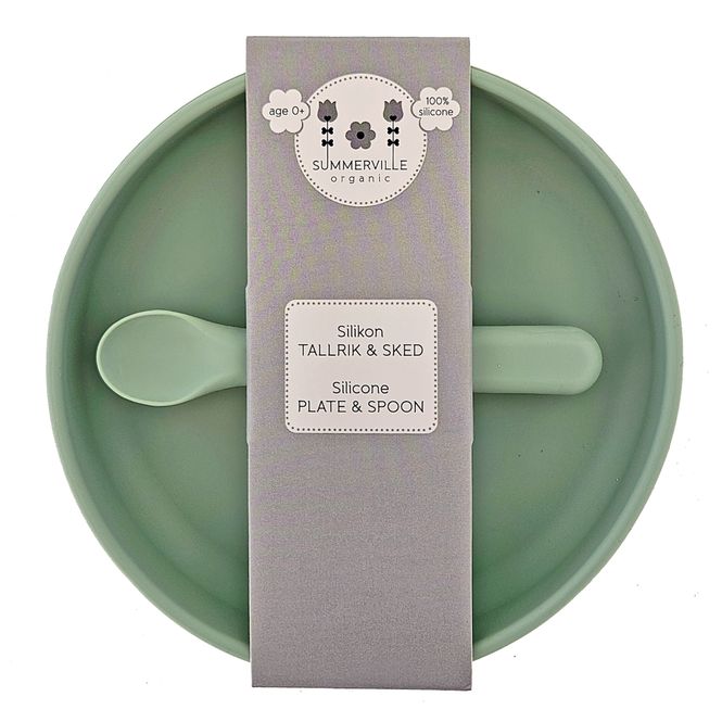 Hovedbilde Summerville Organic Tallerken og skje i silikon, ...
