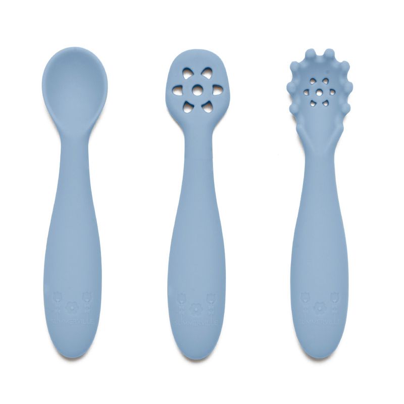Summerville Organic pre-spoons silikon, stone blue - 3pk