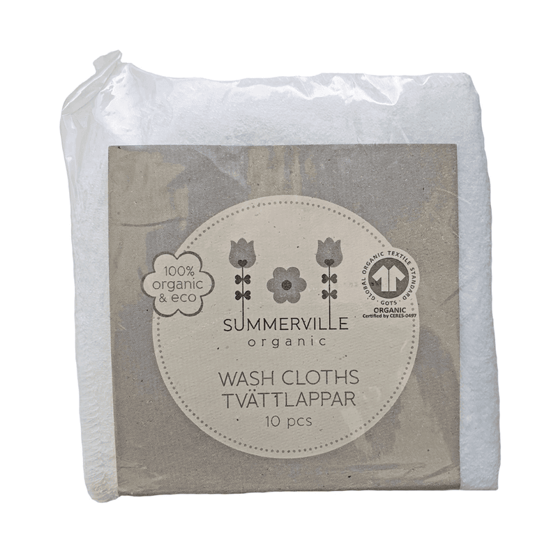 Summerville Organic vaskekluter, 10pk, Hvit