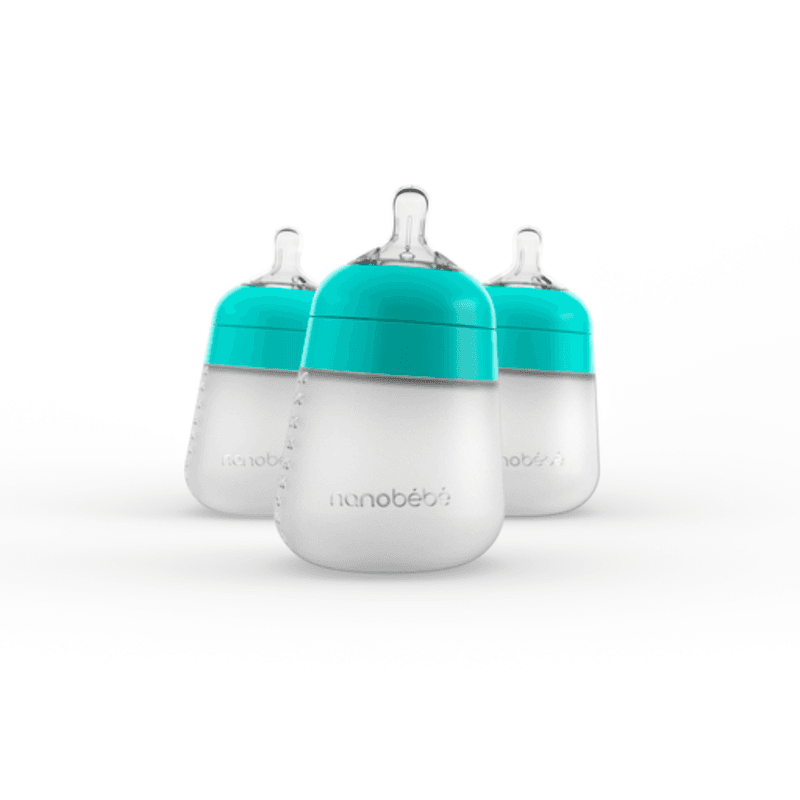 Nanobébé Flexy Silikontåteflaske (myk) - Teal 270 ml - 3pk