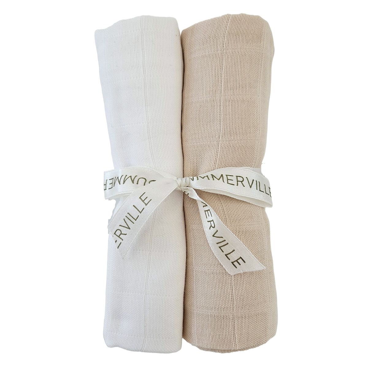 Summerville Organic Muslin kluter, 2-pk, sandshell + white