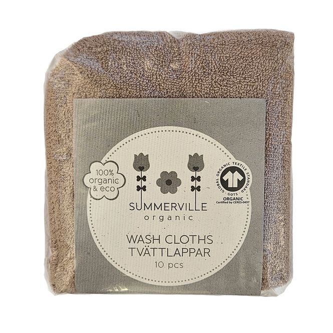 Hovedbilde Summerville Organic vaskekluter, 10pk, Brun