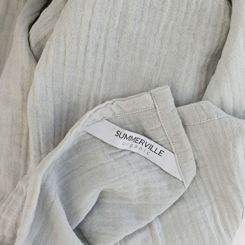 Summerville Organic Crinkle muslin teppe/klut, 120cmx120cm, Silver grey