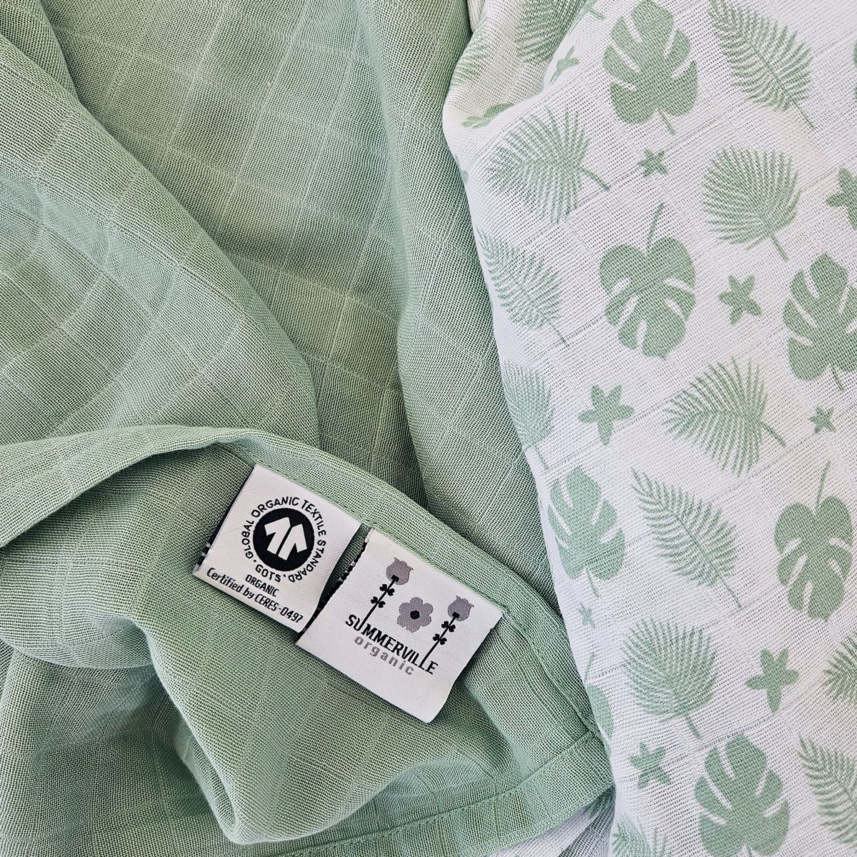 Muslin 2-pack tropical green GOTS